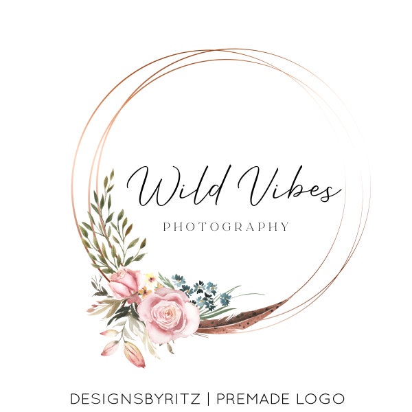 Photography Logo Design, Watermark Logo, Modern Boho Logo, Floral Logo, Boutique Business Logo, Elegant Logo, Custom Logo, Beauty Logo
