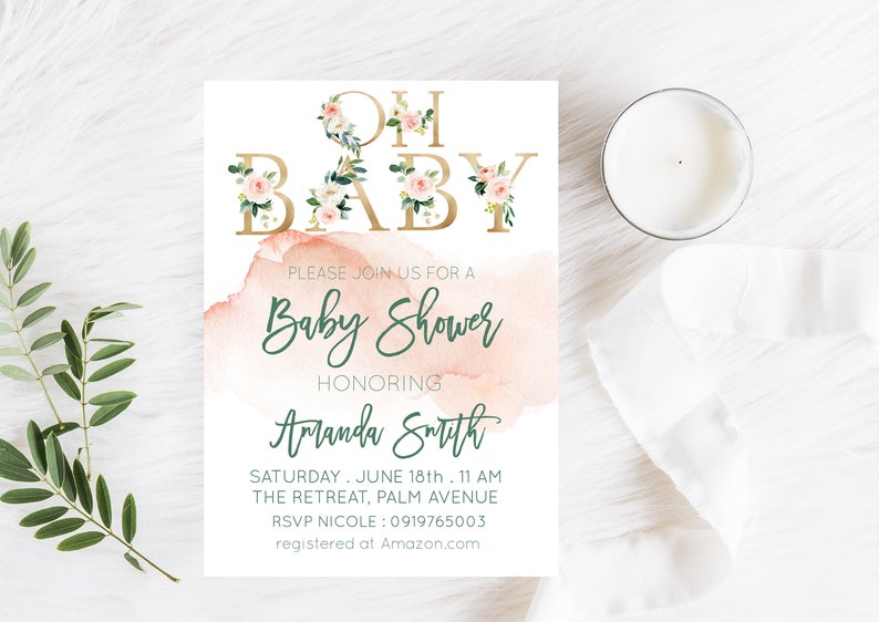 Floral Baby Girl Shower Invitation 5x7 Printable File Boho Etsy Floral Baby Girl Shower Invitation 5x7 Printable File Boho Etsy