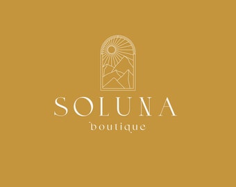 Boho Sun Logo: Abstract Desert Branding, Premade Logo Design
