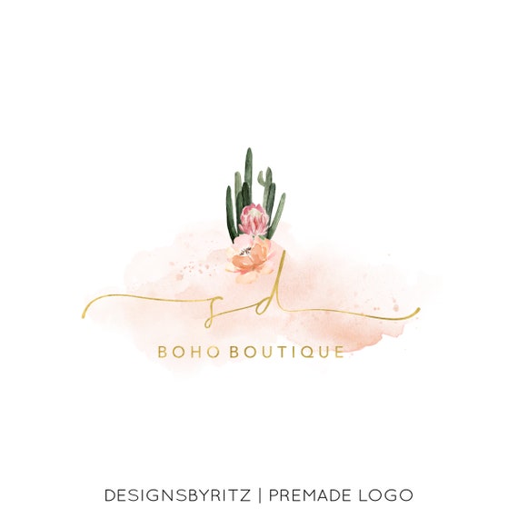 Southern Desert Logo, Cactus Floral Boho Boutique Logo Design - Etsy