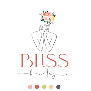Premade Woman beauty logo design, floral elegant logo, business boutique logo design, salon logo, signature logo, stylish wellness logo