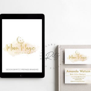 Moon Logo Design, Premade Logo Design, Logo Design Custom, Boho Logo, Full Business Branding, Yoga Wellness Logo,  Photography Logo
