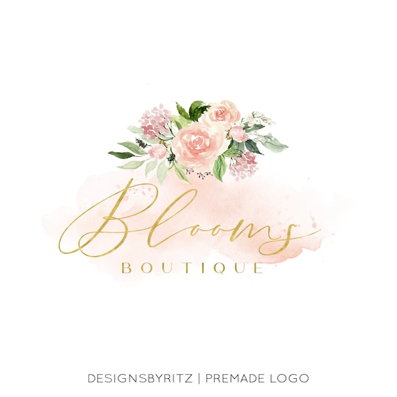 Premade Logo Design Watermark Logofloral Gold Logo Wedding | Etsy