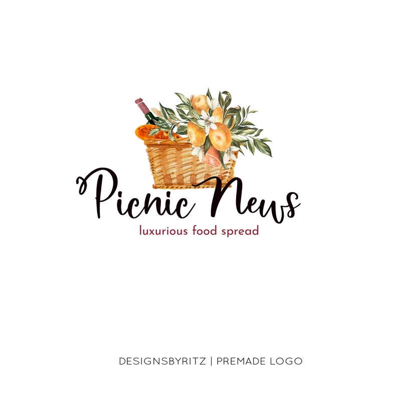 Food Logo Design Picnic Logo Design Rustic Logo Business Etsy
