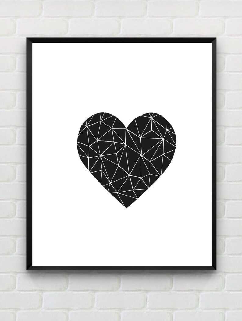 Printable Art Heart Print Love Print Polygon Wall Art Etsy