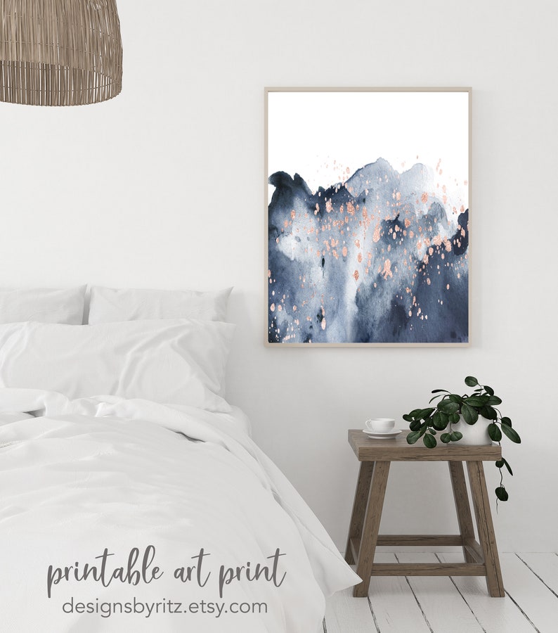 Abstract Printable Wall Art Blue Watercolor Art Print Etsy