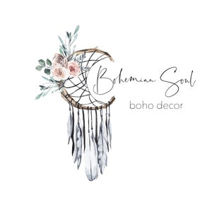 Premade Logo Design, Filigrana del logo Boho moderno, Logo Dreamcatcher, Logo femminile floreale, Logo per piccole imprese, Logo del sito Web, Logo Boutique
