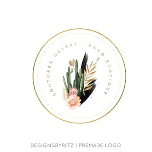 Floral Logo Design, logo design personalizzato per le imprese, Cacti Abstract Logo, Business Boutique Logo, Fotografia e Filigrana Logo