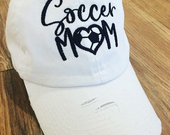 Soccer mom distressed baseball cap! Embroidered and so cute for game day!