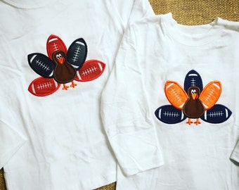 Thanksgiving football team kids shirts! Pick your team's colors! Turkey day fun for little ones! Babies, toddler, kids sizes avail!