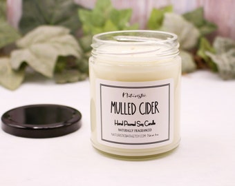 Mulled Cider Natural Soy Candle, Scented Candle with Natural Fragrance, Holiday Candle