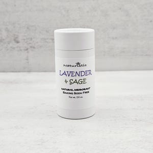 LAVENDER SAGE Natural Deodorant, Baking Soda Free, Magnesium, Probiotics, Zinc, Natural Fragrance, Vegan, Eco Friendly