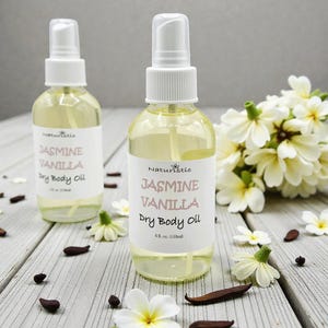 Jasmine Vanilla Dry Body Oil Spray: Natural Fragrance (4 oz) image 1