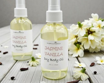 Jasmine Vanilla Dry Body Oil Spray: Natural Fragrance (4 oz)