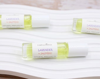 Lavender & Jasmine Natural Perfume Oil, Essential Oil Roll on, Aromatherapy roller ball