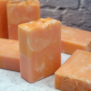 Georgia Peach & Nectarine Handcrafted Soap Bar, Triple Butter Soap with Natural Fragrance, Shea, Cocoa, Mango Handmade Soap