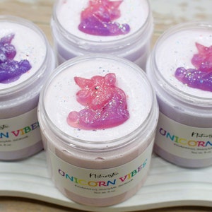 UNICORN VIBES Foaming Sugar Scrub, Whipped Soap Scrub, Natural Fragrance, Sugar Body Scrub, Sugar Whipped Soap