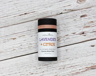 Lavender & Citrus Natural Deodorant, Baking Soda Free, Magnesium, Probiotics, Zinc, Essential Oils, Natural Fragrance, Vegan