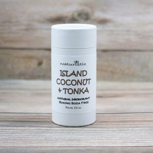 ISLAND COCONUT & TONKA Natural Deodorant, Eco Friendly Packaging, Natural Fragrance, Baking Soda Free, Magnesium, Probiotics, Zinc