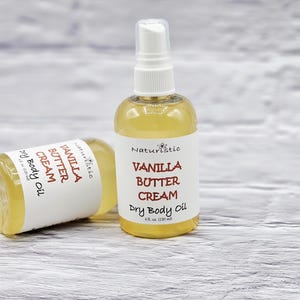 Spray de aceite corporal seco con aroma a crema de vainilla: fragancia natural (118 ml) imagen 1