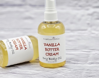 Vanilla Buttercream Dry Body Oil Spray: Natural Fragrance (4 oz)