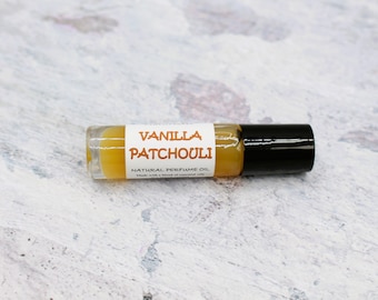 VANILLA PATCHOULI Natural Perfume Roll On, Essential Oil blend perfume oil, Alcohol Free .33 oz.