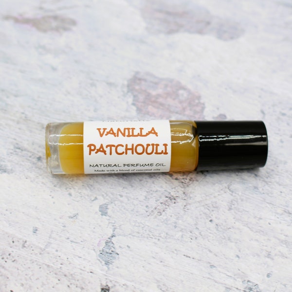 VANILLA PATCHOULI Natural Perfume Roll On, Essential Oil blend perfume oil, Alcohol Free .33 oz.