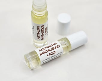 Australian Sandalwood Rose Perfume Oil: Natural Roll On Fragrance