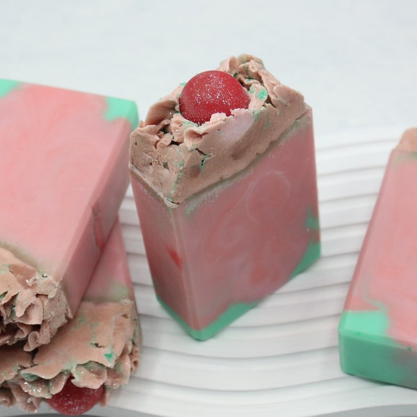 STRAWBERRIES & Sweet Cream Handcrafted Soap Bar, Triple Butter soap with Shea, Cocoa and Mango butters, Handmade soap