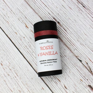 Roses & Vanilla Natural Deodorant, Baking Soda Free, Magnesium, Probiotics, Zinc, Essential Oils, Natural Fragrance, Vegan, Eco Friendly