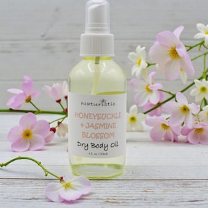 Honeysuckle Jasmine Dry Body Oil Spray: Natural Fragrance and Essential Oils (4 oz)