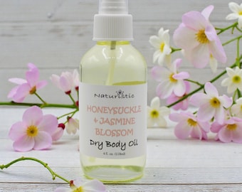 Honeysuckle Jasmine Dry Body Oil Spray: Natural Fragrance and Essential Oils (4 oz)