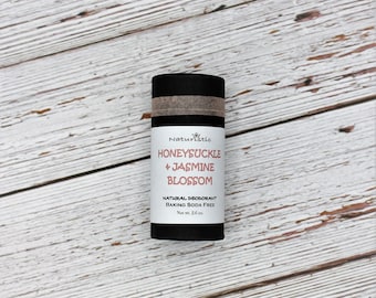 Honeysuckle & Jasmine Blossom Natural Deodorant, Baking Soda Free, Magnesium, Probiotics, Zinc, Essential Oils, Natural Fragrance, Vegan