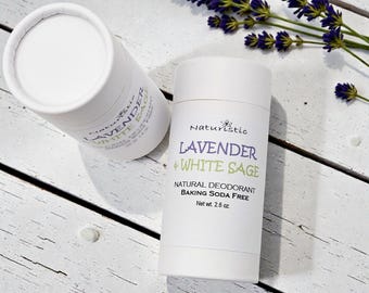 LAVENDER + WHITE SAGE Natural Deodorant: Baking Soda Free, Vegan, Eco Friendly