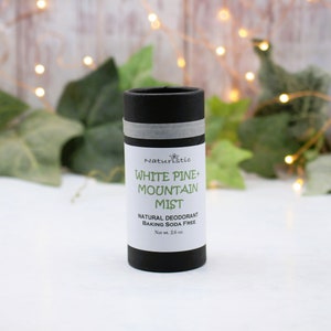 White Pine & Mountain Mist Natural Deodorant, Baking Soda Free, Magnesium, Probiotics, Zinc, Natural Fragrance, Zero Waste