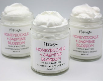 Honeysuckle Jasmine Whipped Body Butter: Triple Butter Blend, Vegan