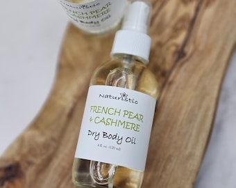 French Pear & Cashmere Dry Body Oil Spray, Natural Fragrance, Large 4 oz. Bottle