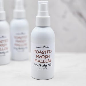 Toasted Marshmallow Dry Body Oil Spray, Natural Fragrance, Large 4 oz. Aluminum Bottle
