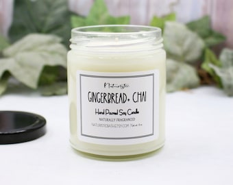 Gingerbread + Chai Natural Soy Candle, Scented Candle with Natural Fragrance, Holiday Candle