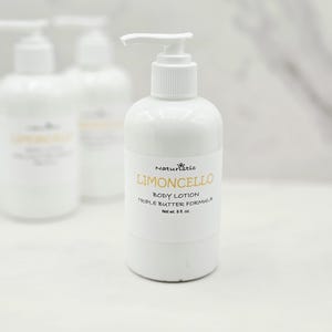 Limoncello Lotion, Triple butter body lotion with natural fragrance, pump top lotion
