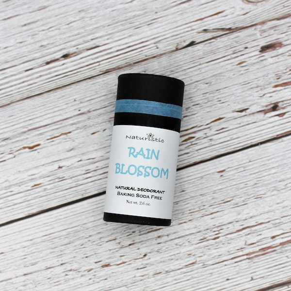 Rain Blossom Natural Deodorant, Baking Soda Free, Magnesium, Probiotics, Zinc, Natural Fragrance, Vegan