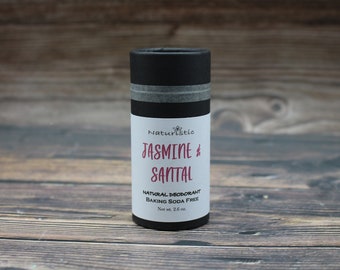 JASMINE & SANTAL Natural Deodorant, Eco Friendly Packaging, Natural Fragrance, Baking Soda Free, Magnesium, Probiotics, Zinc