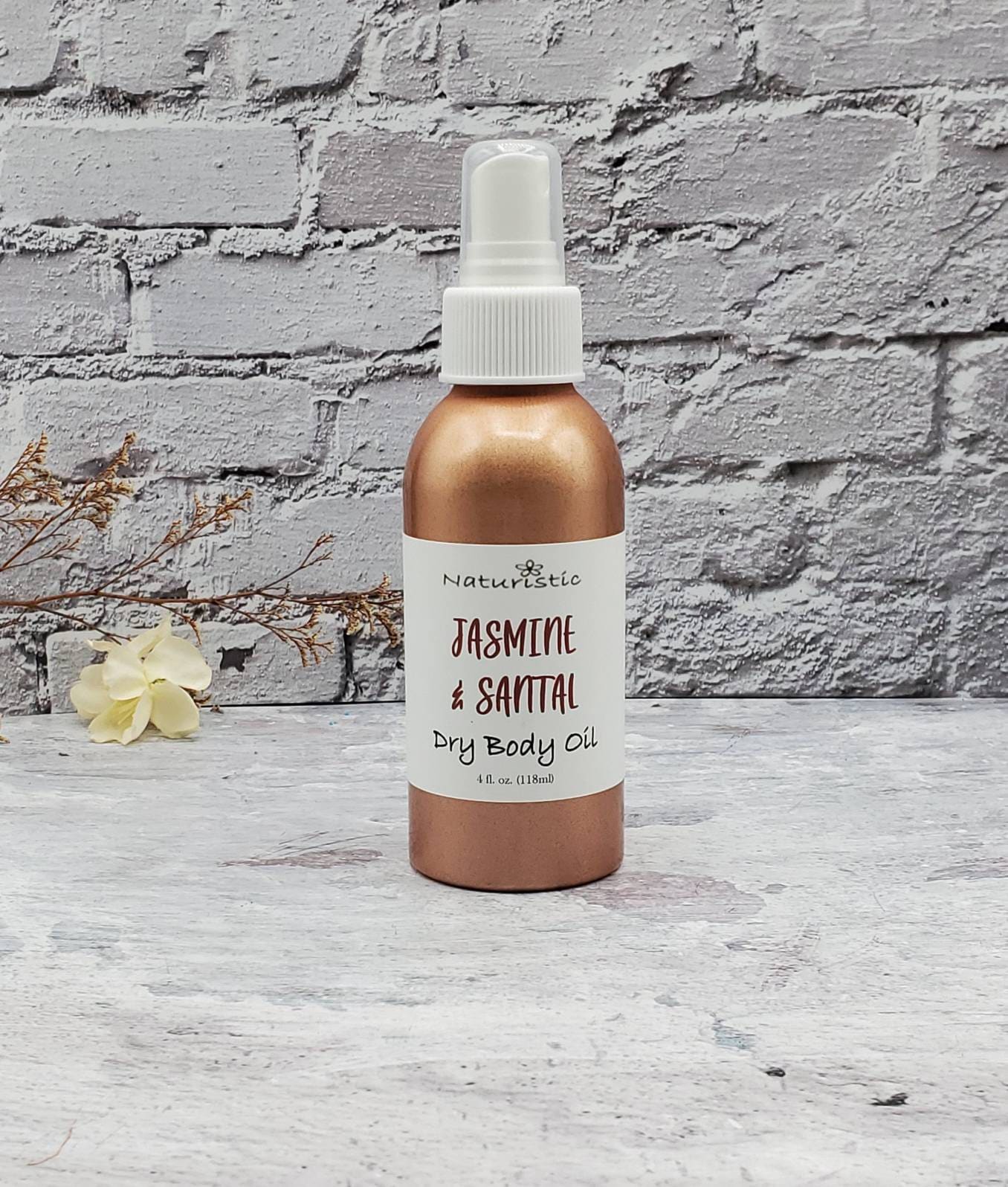 Jasmine & Santal Dry Body Oil Spray, Essential Oils, Natural Fragrance,  Large 4 Oz. Aluminum Bottle 