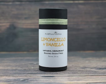 LIMONCELLO & VANILLA Natural Deodorant, Eco Friendly Packaging, Natural Fragrance, Baking Soda Free, Magnesium, Probiotics, Zinc