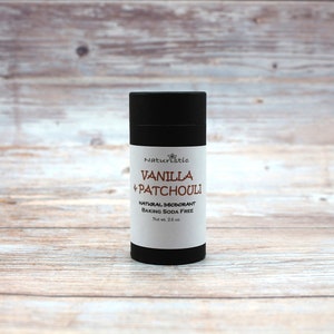 VANILLA PATCHOULI Natural Deodorant, Baking Soda Free, Essential Oils, Magnesium, Probiotics, Zinc, Zero Waste, Vegan