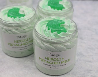 Neroli & Pistachio Milk Foaming Sugar Scrub, Whipped Soap Scrub, Natural Fragrance, Sugar Body Scrub, Sugar Whipped Soap