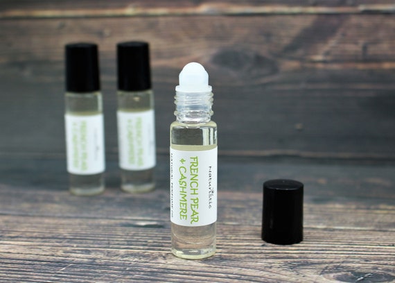 FRENCH PEAR & CASHMERE Natural Perfume Oil, Roll On, All Natural Fragrance,  Alcohol Free .33 oz.