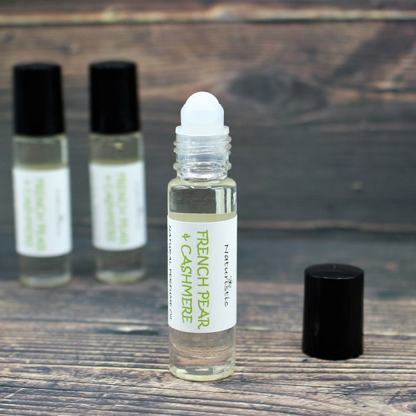 FRENCH PEAR & CASHMERE Natural Perfume Oil, Roll On, All Natural Fragrance, Alcohol Free .33 oz.