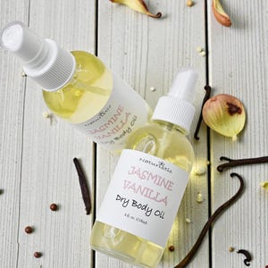 Jasmine Vanilla Dry Body Oil Spray: Natural Fragrance (4 oz) image 2