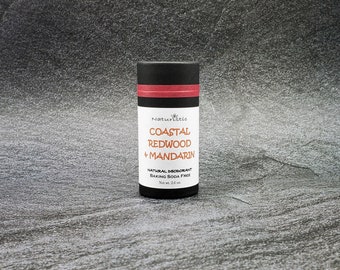 Coastal Redwood & Mandarin Natural Deodorant, Baking Soda Free, Magnesium, Probiotics, Zinc, Natural Fragrance, Vegan